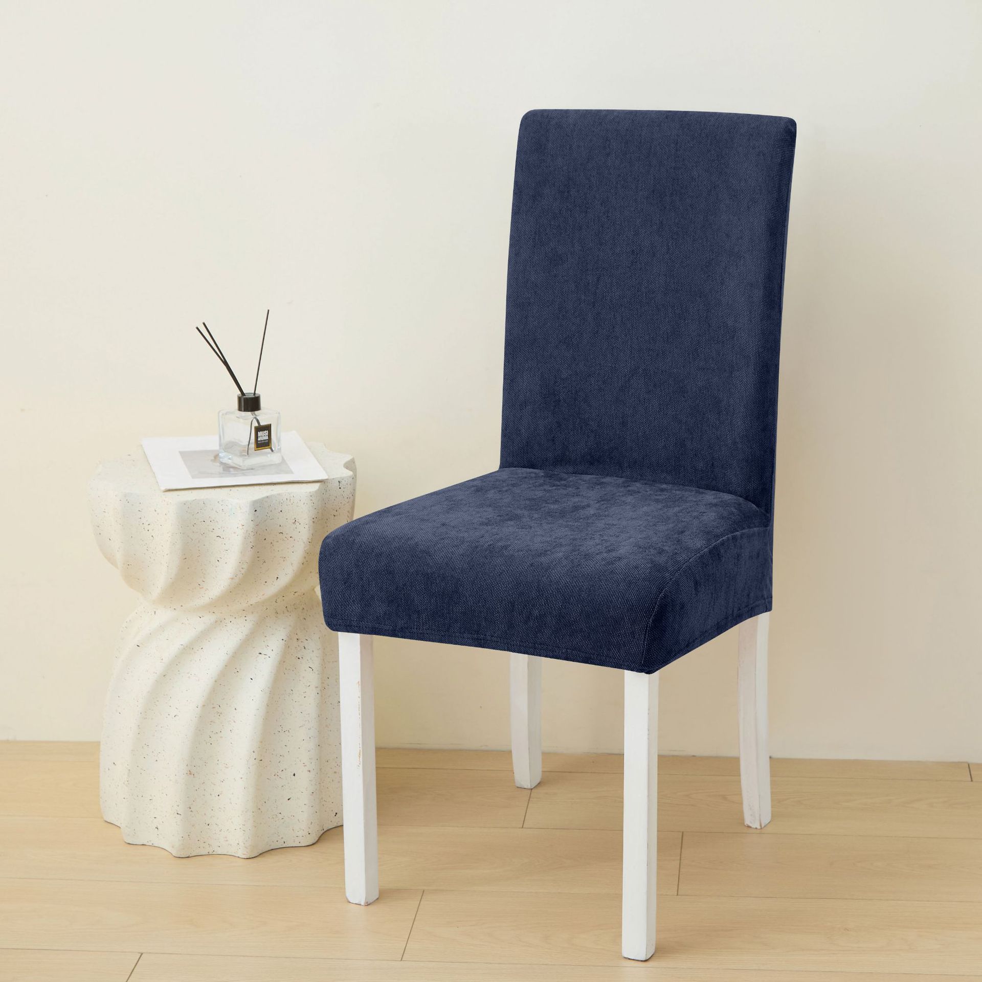Chenille-navy blue-universal chair cover