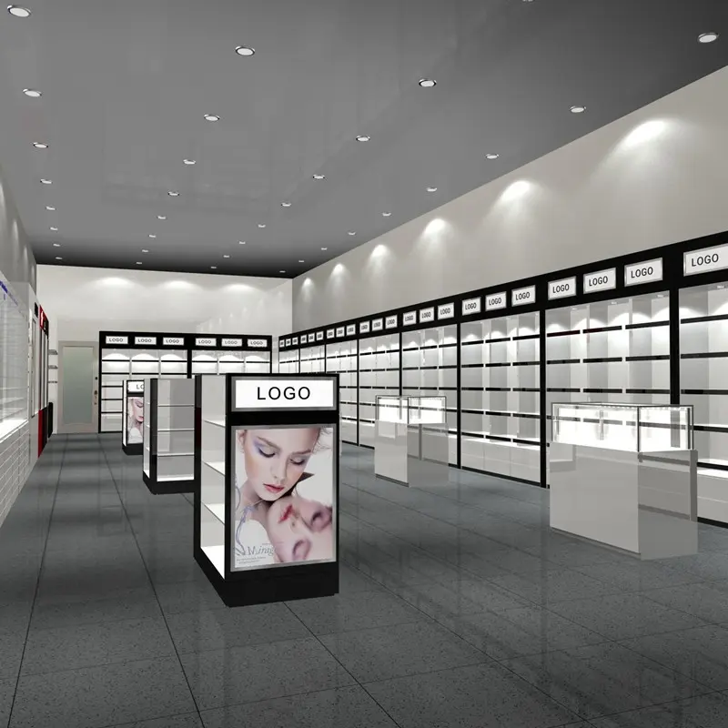 Cosmetic medical display cabinet design shoes showcase bags shop fitting counter jewelry retail store furniture