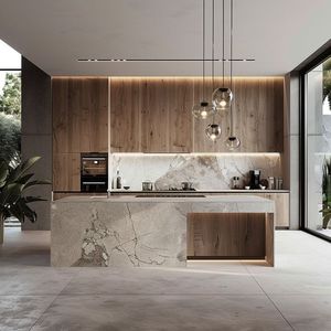 Cbmmart cao cấp ẩm thực RTA hoàn chỉnh đồ nội thất nhà bếp bằng gỗ đặt tủ bếp với lưu trữ thiên nhiên Đảo đá - Product Image 1