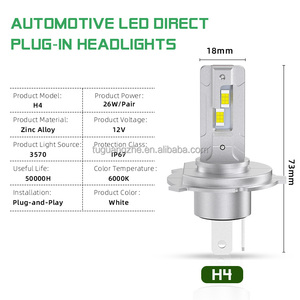 Tgz ไฟหน้ารถ H14 LED 26W, 3120LM กระพริบหลอดไฟ IP67 6000K 12V พร้อมพัดลมระบายความร้อน - Product Image 2