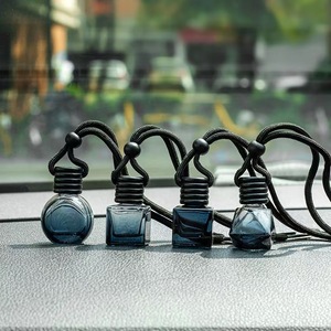 <strong>8ml</strong> Empty Black Polygon Shape Wooden <strong>Cap</strong> Mini Air Freshener Essential Oil Perfume Glass <strong>Bottle</strong> Car Hanging Diffuser <strong>Bottle</strong> - Product Image 2