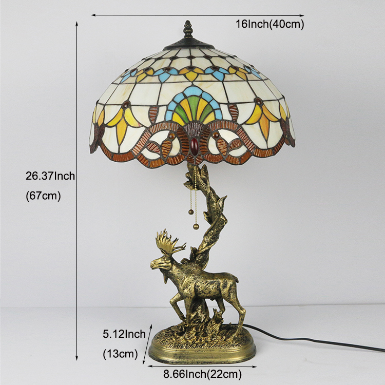 LongHuiJing factory wholesale price table lamp for tiffany style table lamp with Baroque decoration Lampshade