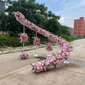 E028 sừng màu hồng cừu góc khung Runner bảng lụa hoa nhân tạo bảng RUNNERS Wedding vòm centerpieces bối cảnh trang trí - Product Image 1