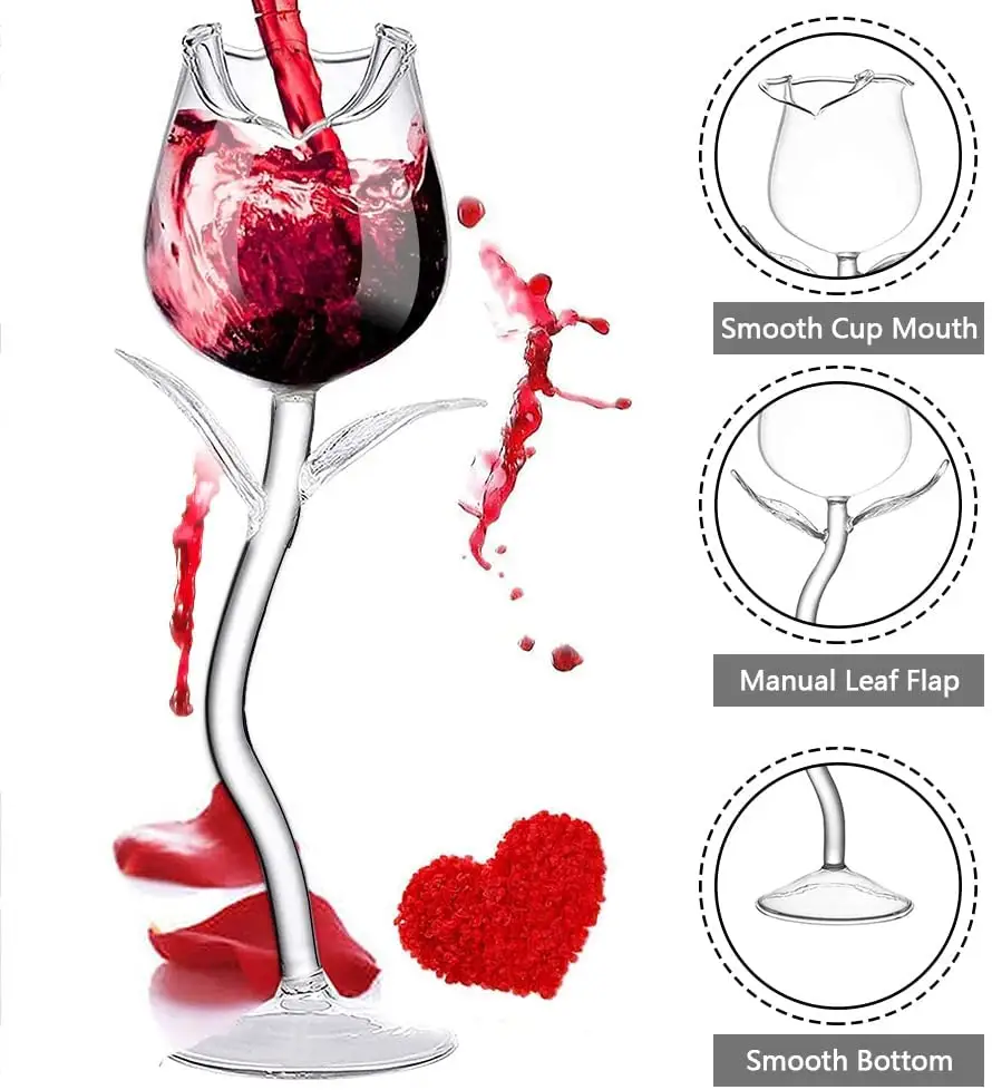 Verre à vin rouge en forme de Rose, fleur, joli gobelet gobelet pour Cocktail, jus de vin, service de fête