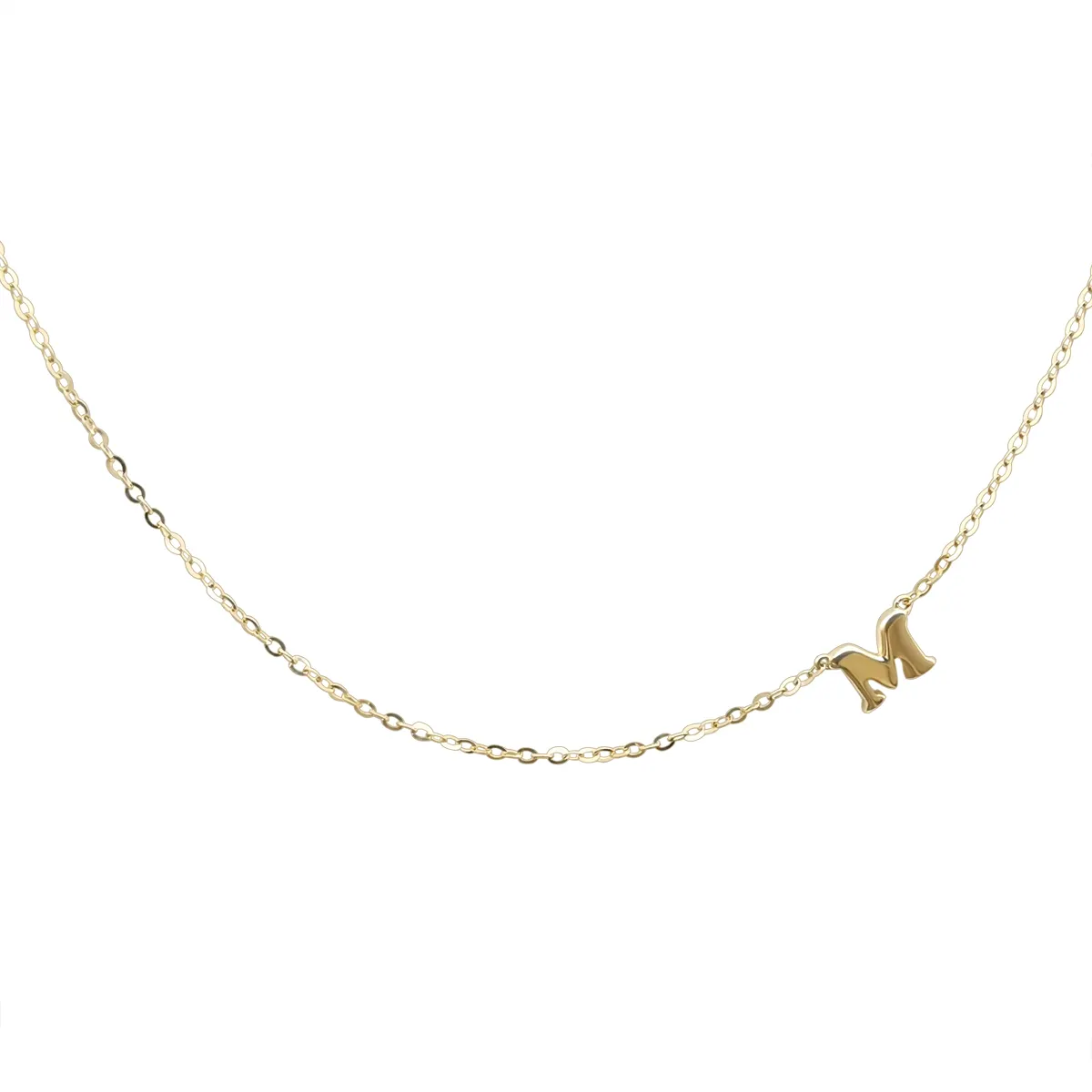 Collar de cadena con nombre y letra inicial de oro sólido, 9K, personalizado, joyería de oro Real