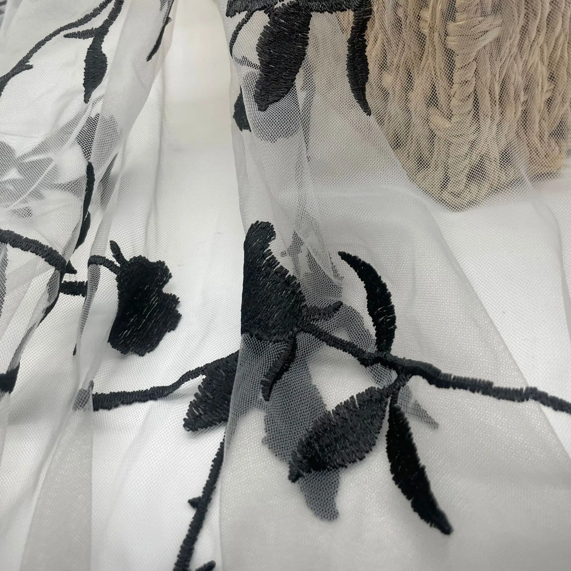 Tessuto di pizzo Organza ricamato fiore di nozze Shabby fatto a mano di vendita caldo per artigianato di forniture per cucire abiti