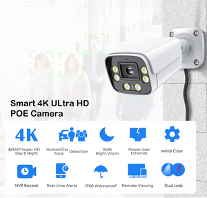 Sistema de cámara de seguridad IP a color 8MP 4K Conexión por cable Lente de metal de 2,8mm IP68 a prueba de agua - Product Image 2