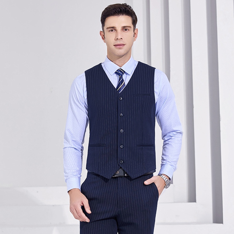 Gilet de costume bleu simple boutonnage