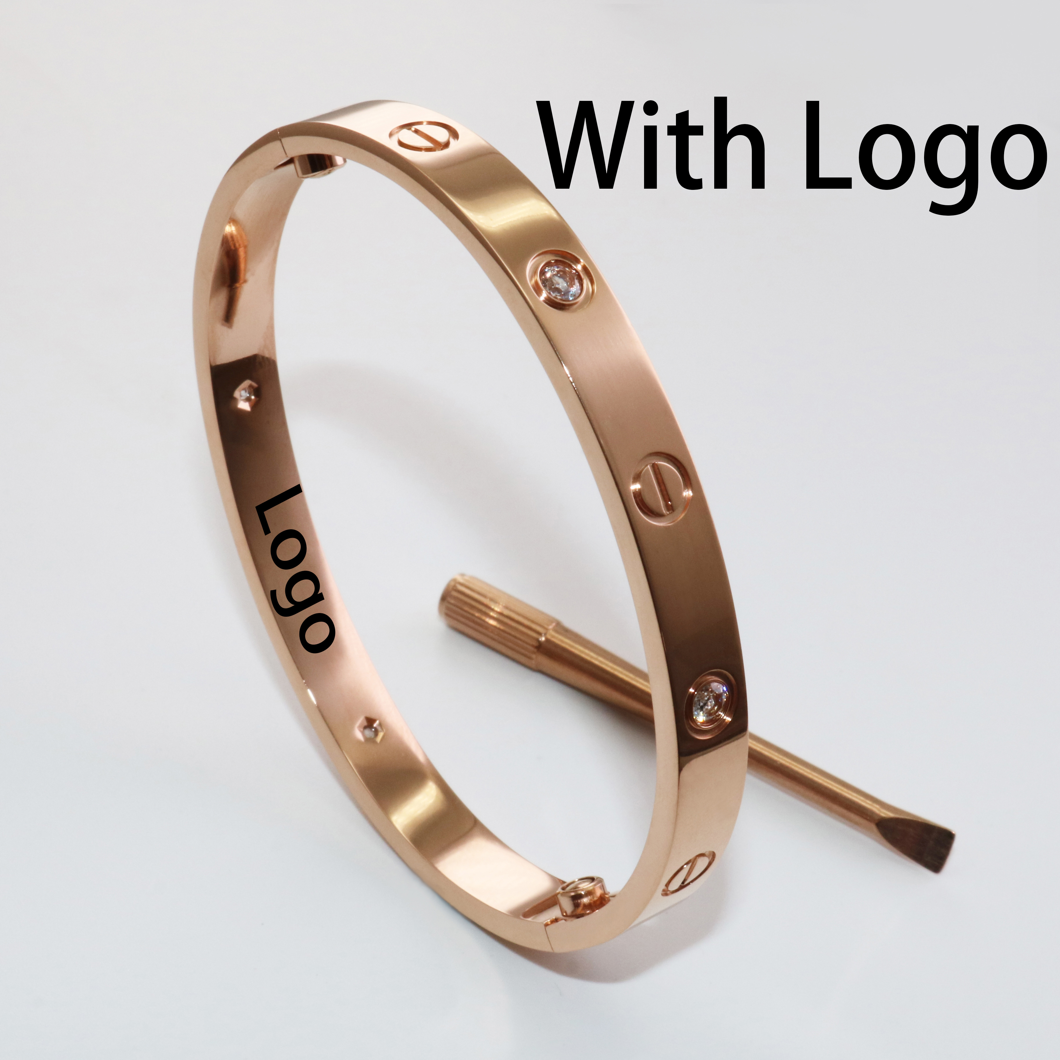 Rose Gold With 4 Stone With Logo