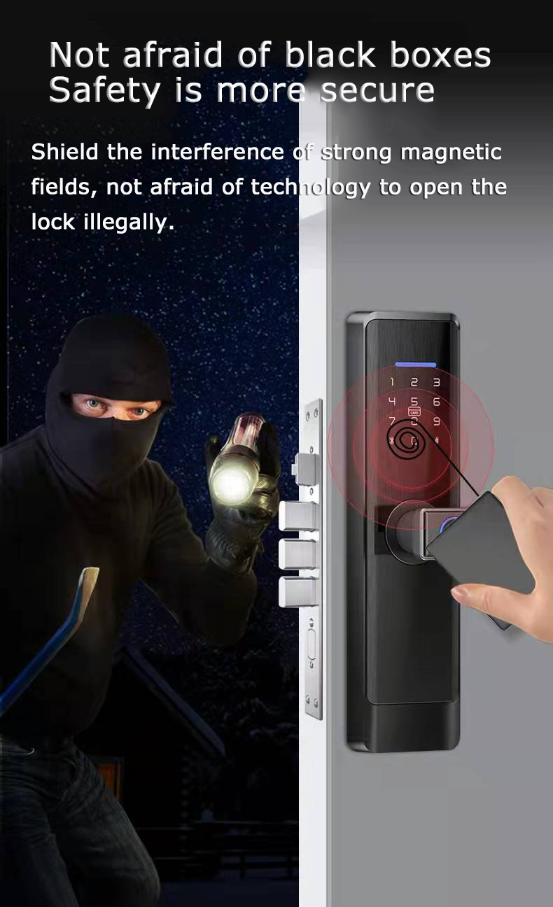 New Smart Digital  Home Tuya Wifi/ BLE Ttlock App Waterproof Biometric Fingerprint Password Key Card Smart Door Lock