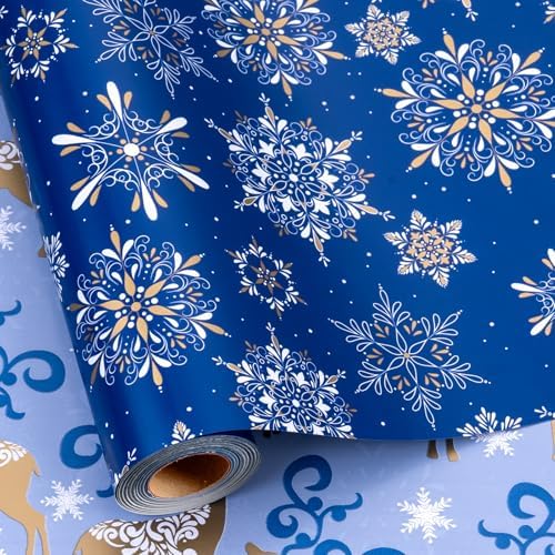 Navy Snowflakes Deer