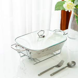 New <strong>Golden</strong> Stone Pattern Rectangular Ceramic Baking Pan Heating Dry Soup Pot <strong>Bake</strong> Ware - Product Image 3