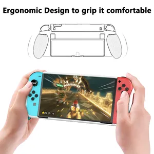 El kavrama sert kabuk Nintendo anahtarı için uygun OLED şeffaf kristal kavrama koruyucu kabuk, takılabilir taban - Product Image 5