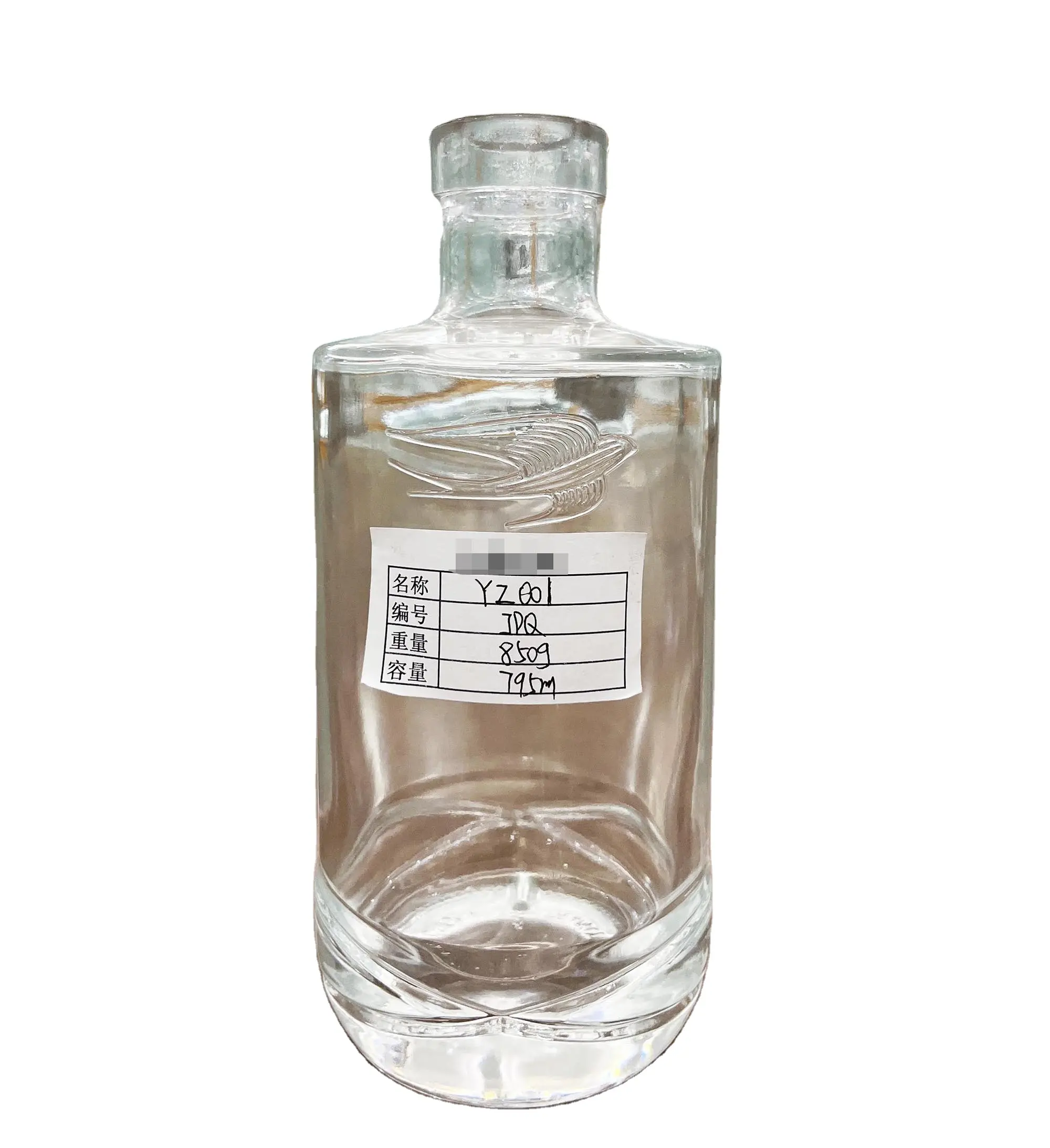 750 ml Super Flint Jersey Glas Likör Spirituosen-Flasche mit Korken