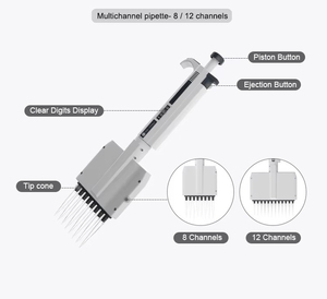 12-kênh phòng thí nghiệm sử dụng đa kênh <span class=keywords><strong>Pipette</strong></span> khối lượng khác nhau cho phòng thí nghiệm trường học bệnh viện - Product Image 4