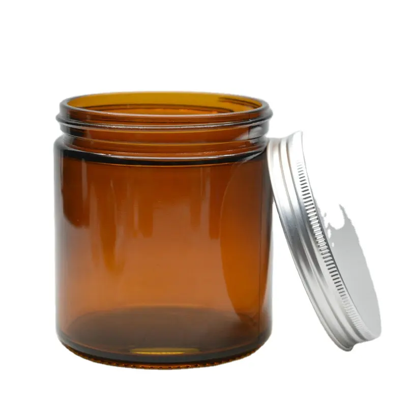 Wholesale straight sided amber glass jars 16oz glass candle holders, lanterns and candle jars