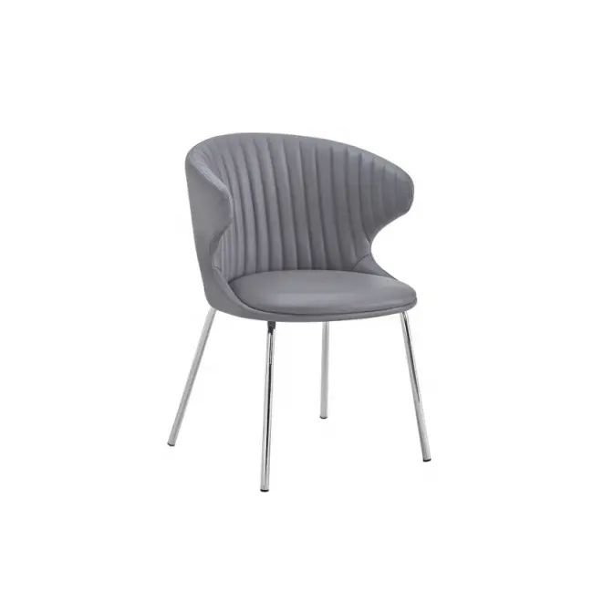 2023 Silla de comedor de diseño minimalista con patas de metal en muebles de interior simples modernos cromados restaurante banquete boda