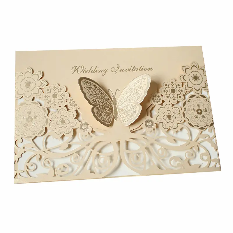 Tridimensionnel papillon carte créatif laser découpe fête de fiançailles de mariage invitation de mariage de La Saint-Valentin anniversaire