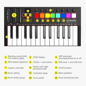 Controlador de teclado MIDI de 25 teclas, Audio electrónico profesional, arreglo portátil inteligente, teclado de Piano - Product Image 6