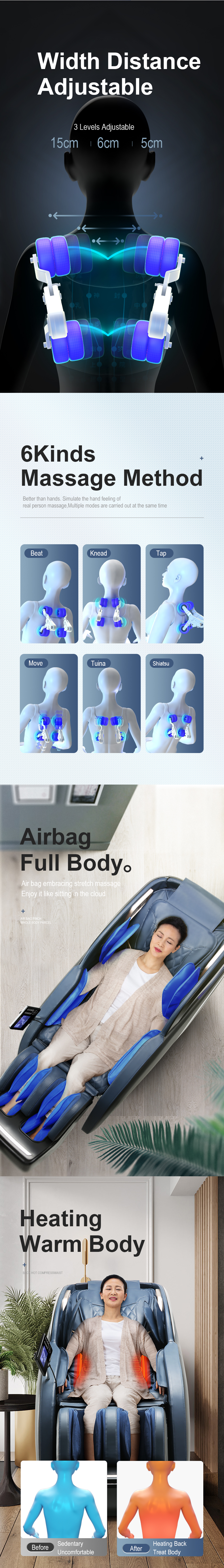 Jare A9 New Arrival OEM ODM Cheap Price Hot Sales Zero Gravity 4D Electric Heated Vibration SL-Track Full Body Massage Chair