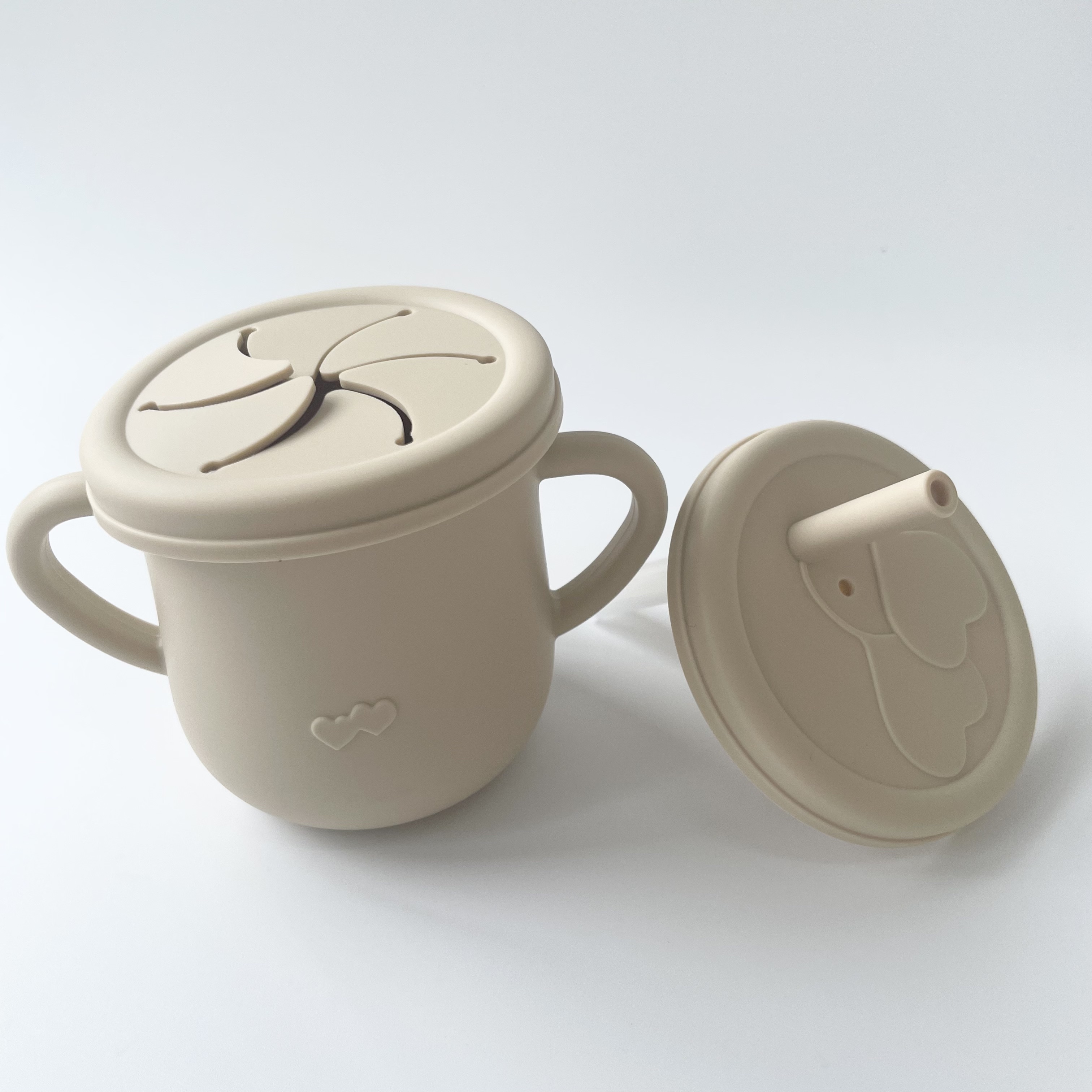 Beige Straw cup with snack lid