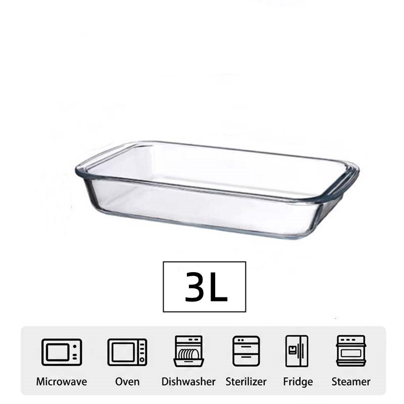 Molde rectangular transparente para hornear - 3L