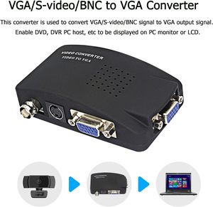 Fácil de instalar y operar Admite ENTRADA DE S-Video PAL/NTSC a salida VGA Convertidor de video BNC a VGA