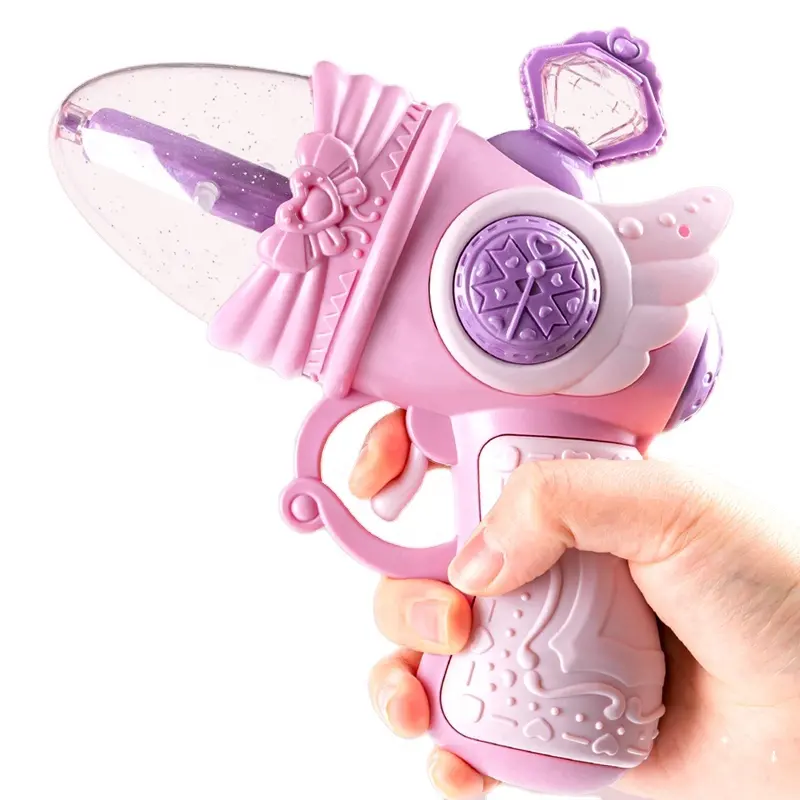 Pistola de juguete eléctrica de plástico para niñas, juguete de pistola de dibujos animados con sonido y luz colorida, color rosa