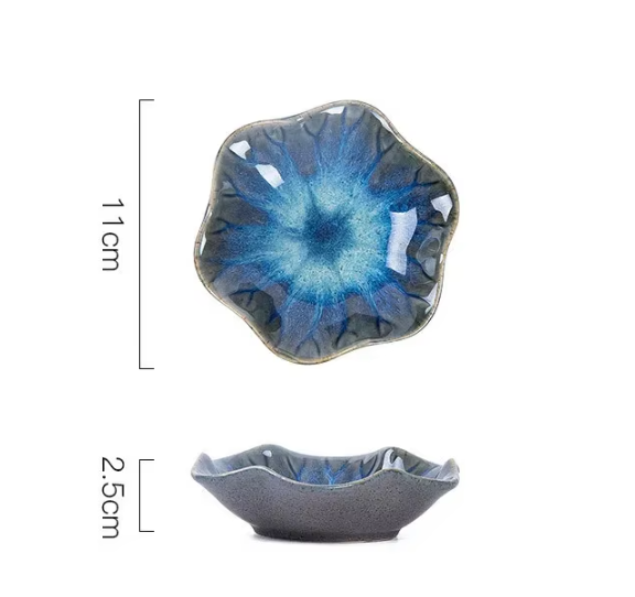 Bleu clair - Assiette feuille de lotus/A
