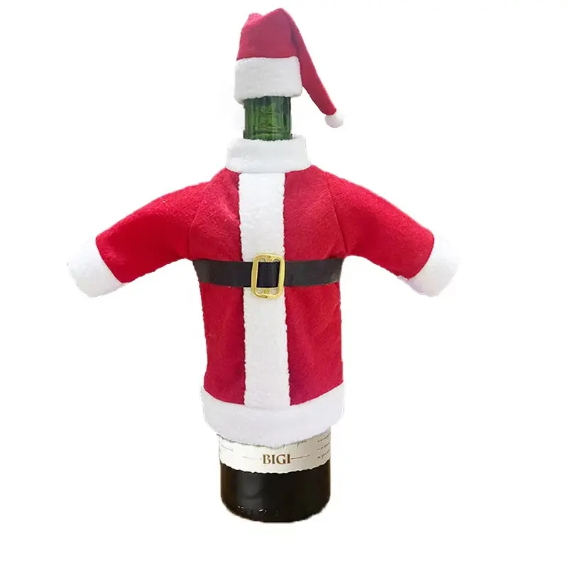 Conjunto de decoraciones navideñas para botella de vino, decoración del hogar, ropa, bolsa para botella de vino tinto