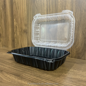 9x6 Inch 1 Comp Microwave Safe Pre <strong>Meal</strong> Polypropylene Dual Color Hinged Takeout Containers Black <strong>Clear</strong> Clamshell Togo <strong>Boxes</strong> - Product Image 2