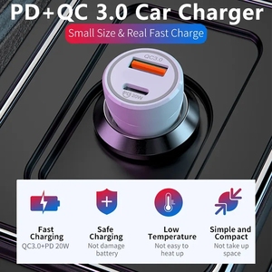 38W evrensel araba şarjı çakmak soket adaptörü hızlı şarj PD 20W tipi C 18W QC 3.0 çift Usb cep telefonu şarj - Product Image 4