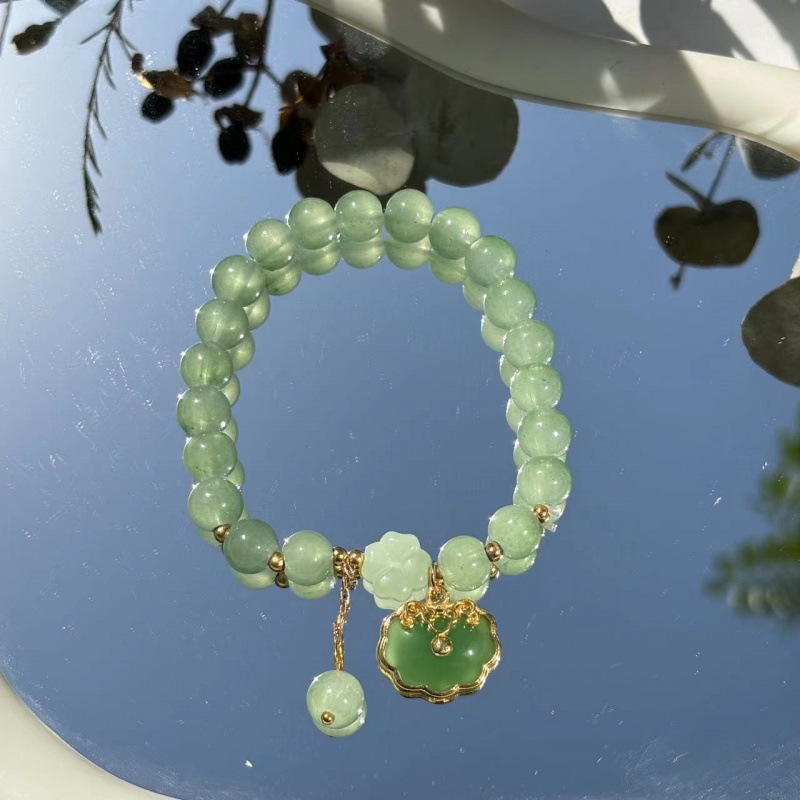 S048-สร้อยข้อมือลูกปัดหยกปิงอันล็อคสีเขียว-sz352