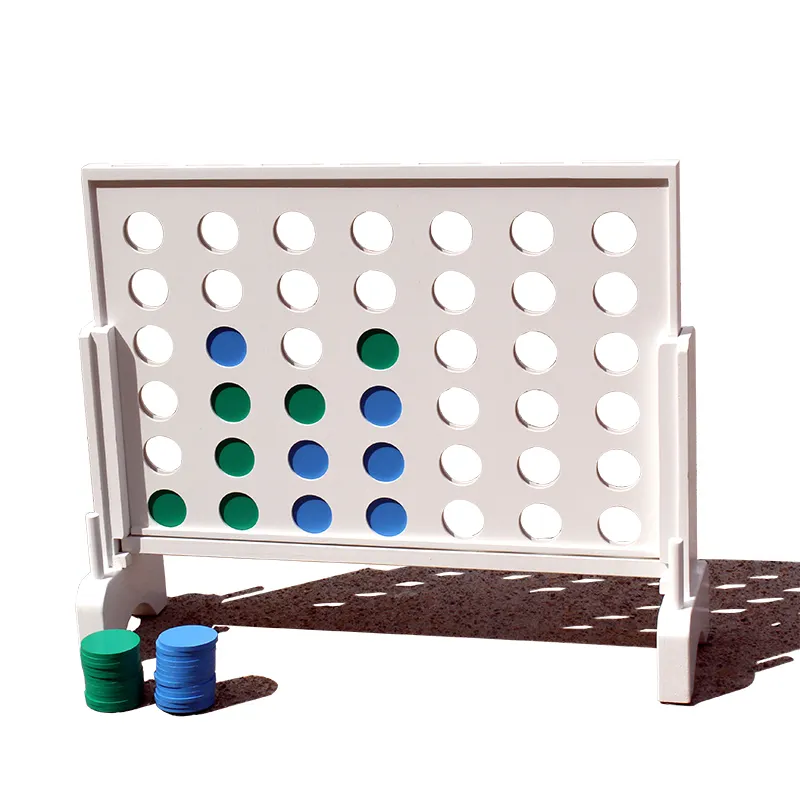 Wooden 4 in a Row Game - Drop Four Connect Board Game Outdoor Game with Coins, Case and Rules