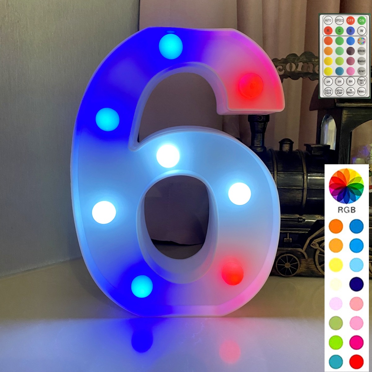 Colorful synchronous remote control white bottom letter: 6