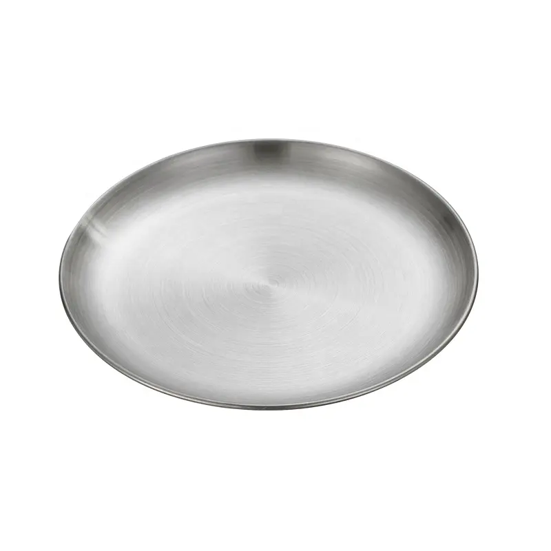 Korean Barbecue Restaurant Buffet Plate Stainless Steel Round Food Tray Gold Wholesale