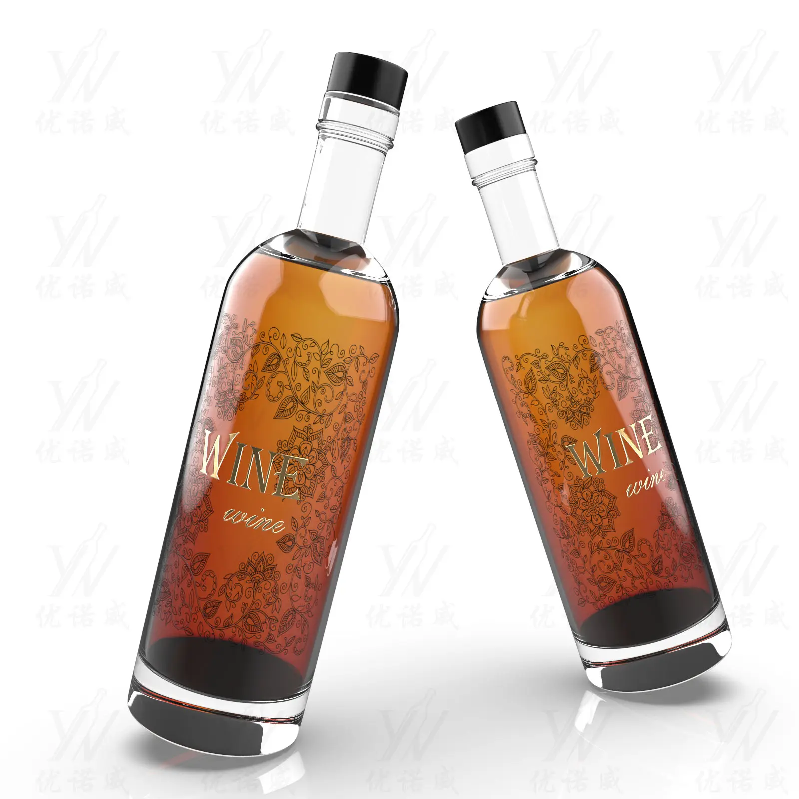 Bán Buôn Biểu Tượng Tùy Chỉnh Rỗng 375Ml 500Ml 700Ml 750Ml 1000Ml Vodka Whisky Tequila Rum Rượu Rượu Chai