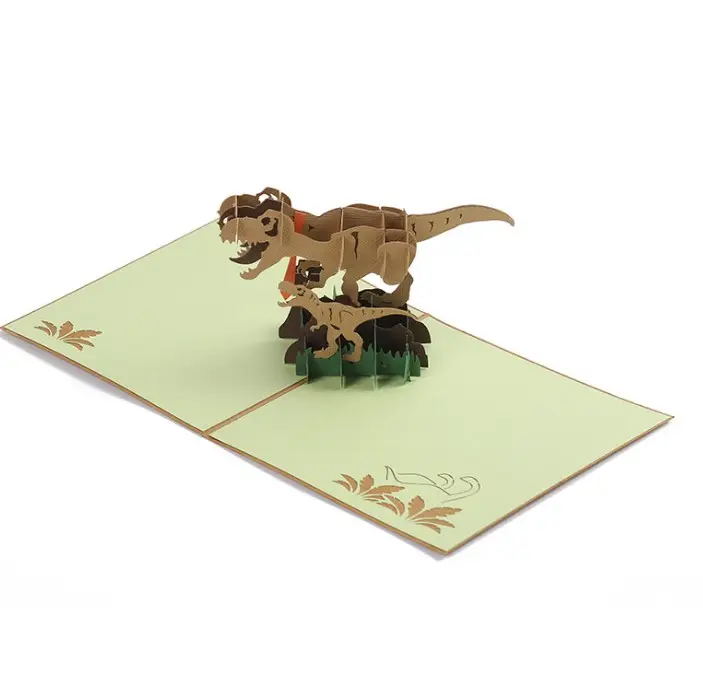 Поздравительная открытка на день ребенка, трехмерная поздравительная открытка с мультипликационным динозавром, креативная Подарочная открытка ручной работы с благословением