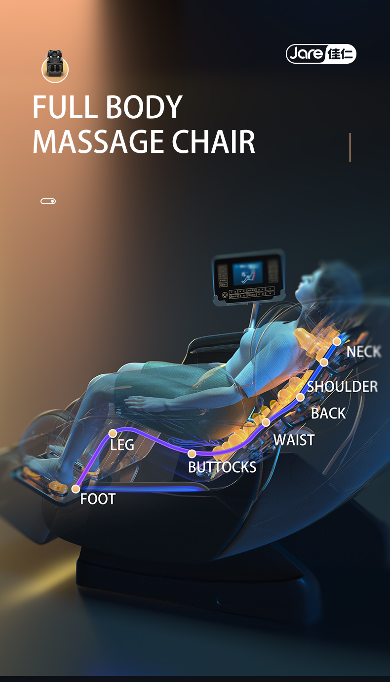 Jare 6699 Wholesale Vibration Zero Gravity Electric Heating Back Manipulator Roller Armchair Massage Chair