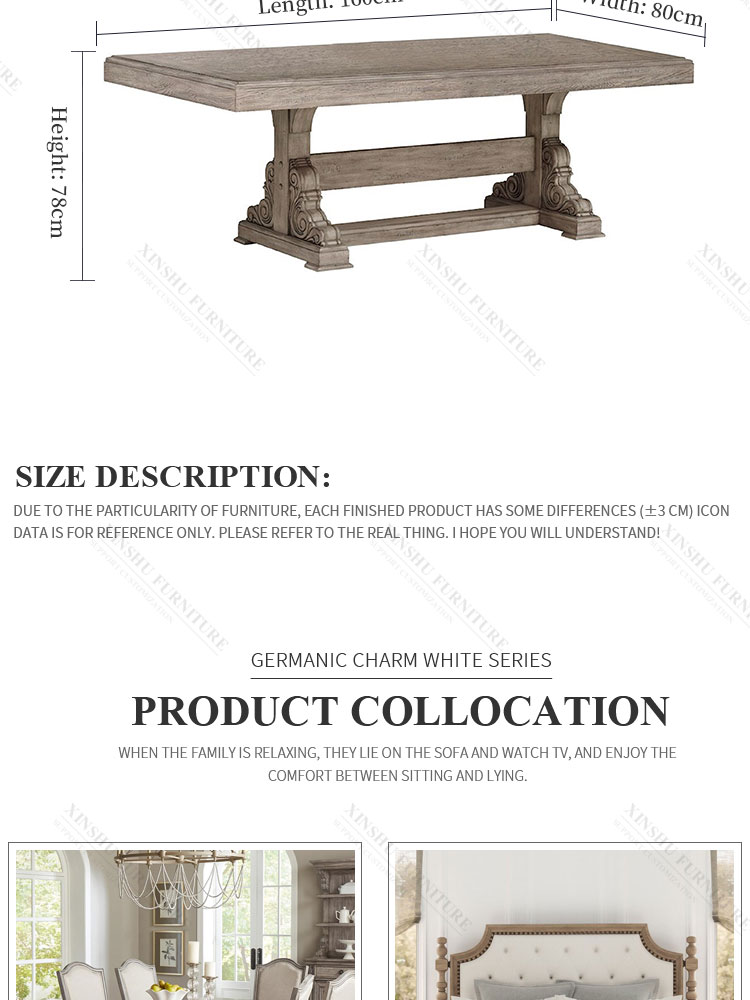 American Light Luxury High-end Table French Rectangular 6-Person Family Large Family 2021 New Solid Wood Dining Table