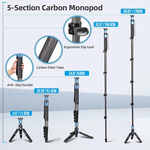 Ayaklar ile SIRUI P-325FS Monopod, kameralar için 55 "karbon Fiber Monopod - Product Image 3