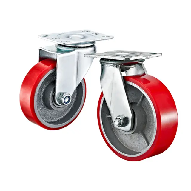 Rodas resistentes para molinete, 3 "4" 5 "6" 8 "ferro fundido pu rodas de carrinho resistente de poliuretano rodas de equipamento roda resistente