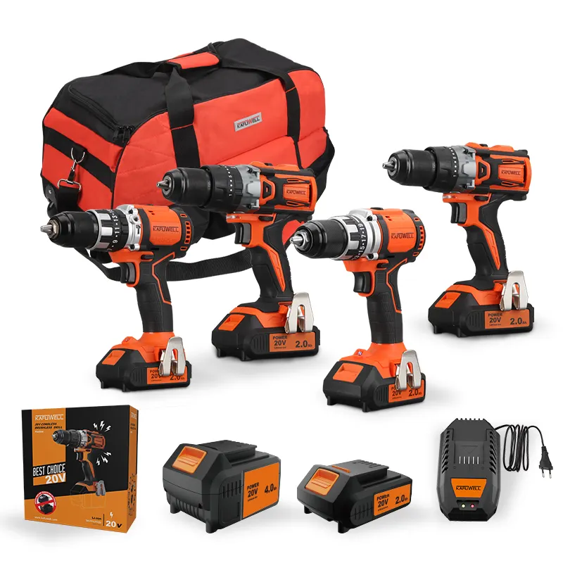 KAFUWELL PA4500-3H Variable Speed Brushless 20v Battery Ce Certificate Impact Cordless Power Drills Lithium Electric Drill