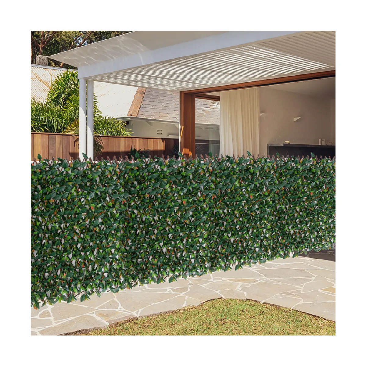 Nuovo arriva decorazione del giardino salice traliccio foglie artificiali recinzione espandibile in legno