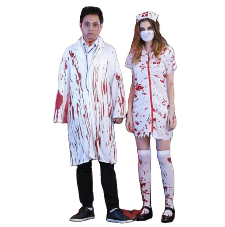 Disfraces de Halloween para adultos Horror Zombie enfermera disfraces hombres mujeres Bloody Doctor disfraces