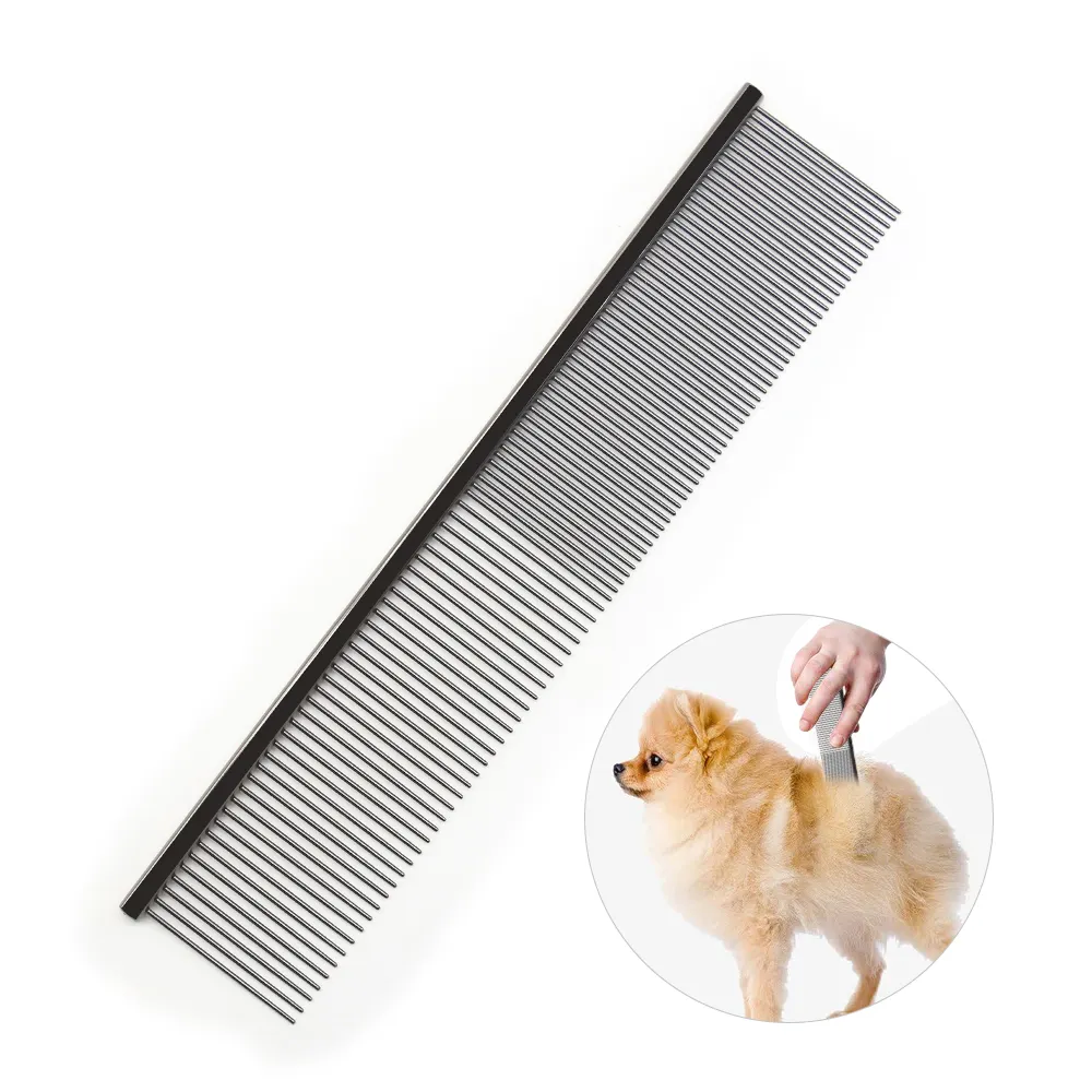 2023 calidad fábrica OEM personalización LOGO aluminio negro peine para mascotas para perros gatos y peluqueros
