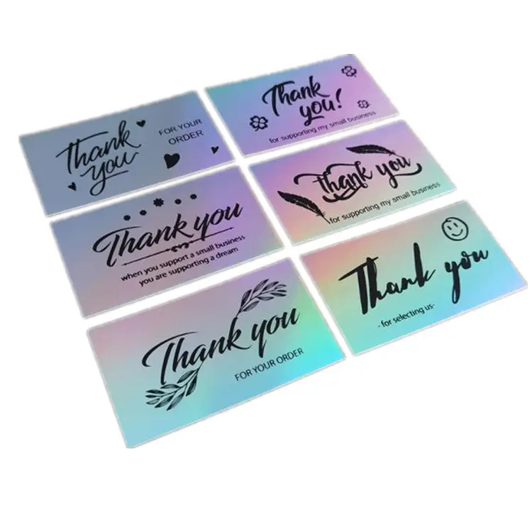 Bulk Order Paper Thank You Greetings Cards Holographic Glitter Luxury Cheap Price Invitation Greeting Cards With Envelopes