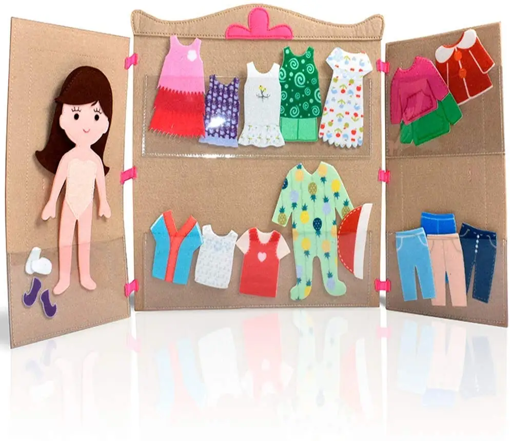 Crianças criança hobbies vestir roupas mudando acessórios sentiu guarda-roupa mão artesanato diy montessori brinquedos educativos para crianças