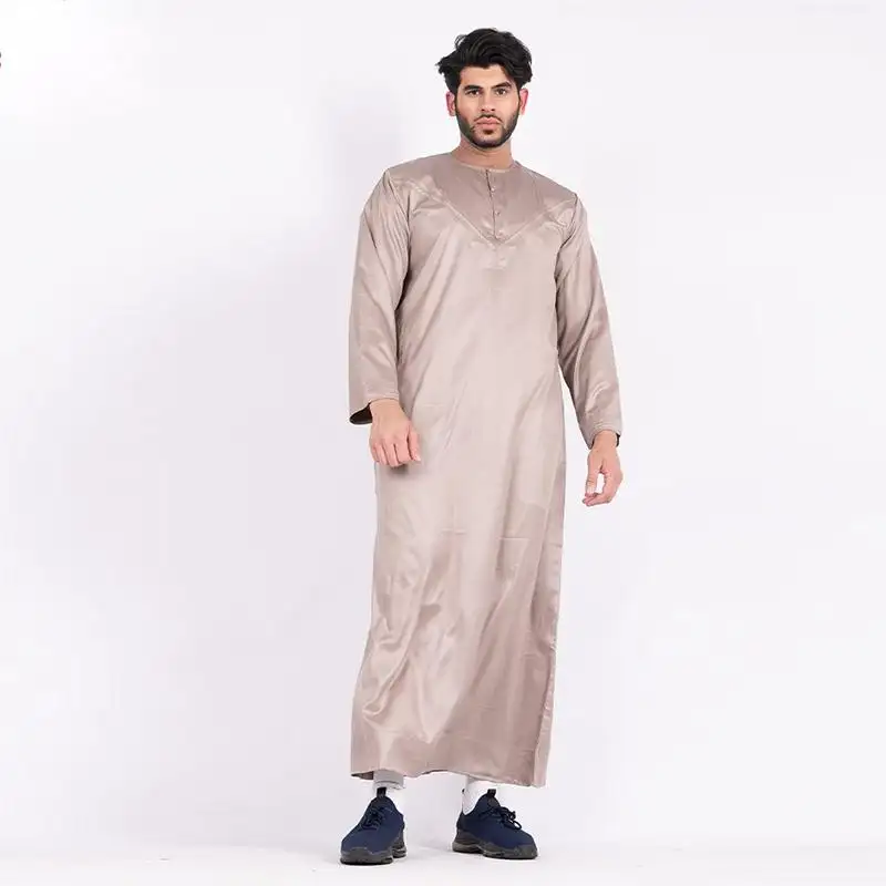 Ropa de India y Pakistán, nuevo diseño étnico, seda, Color sólido, tela de moda 2023, Túnica musulmana para hombres