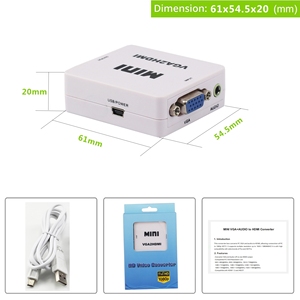 Convertidor VGA a Hdmi de 1080P original de fábrica OEM, convertidor de adaptador de resolución múltiple full HDMI a RCA AV con convertidor USB - Product Image 3